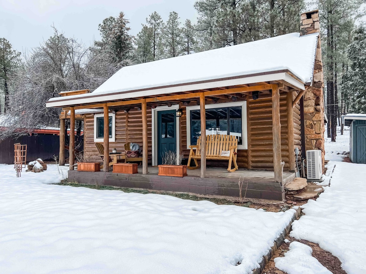 Cozy Log Cabin Backing Forest/Game Room/Balcony