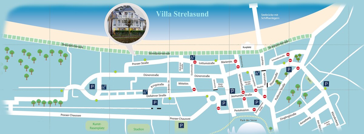 Huster公寓， （波罗的海度假村Binz ） ， Strelasund 5号公寓， 79平方米， 2间卧室，露台，最多6人