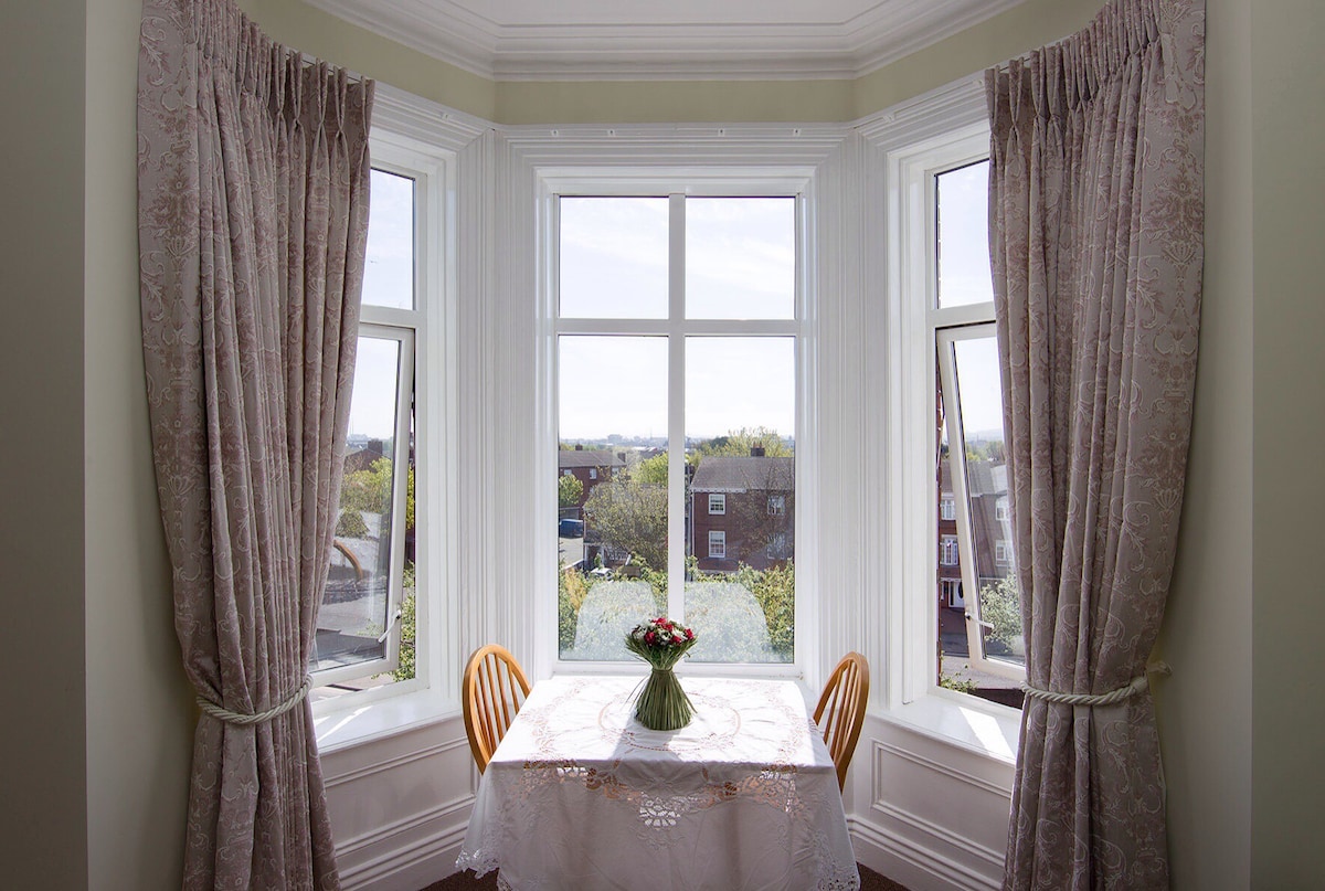 俯瞰都柏林的海湾窗户的迷人单间公寓