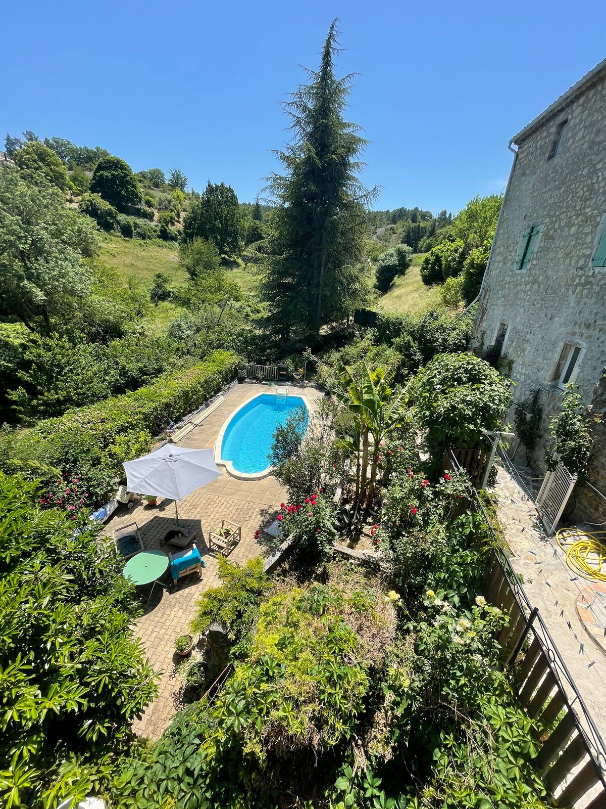 family house with terraces and swimming pool