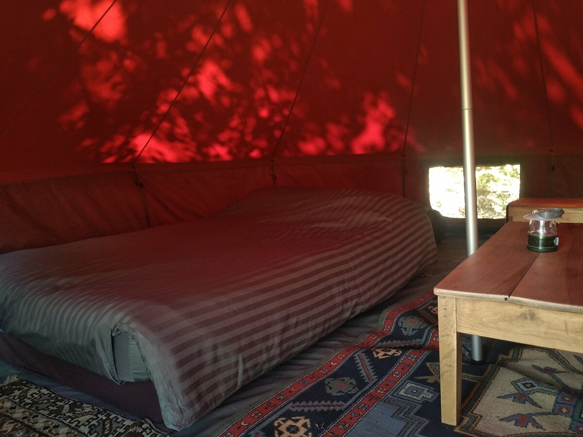 Tente nomade glamping et son hamac perché