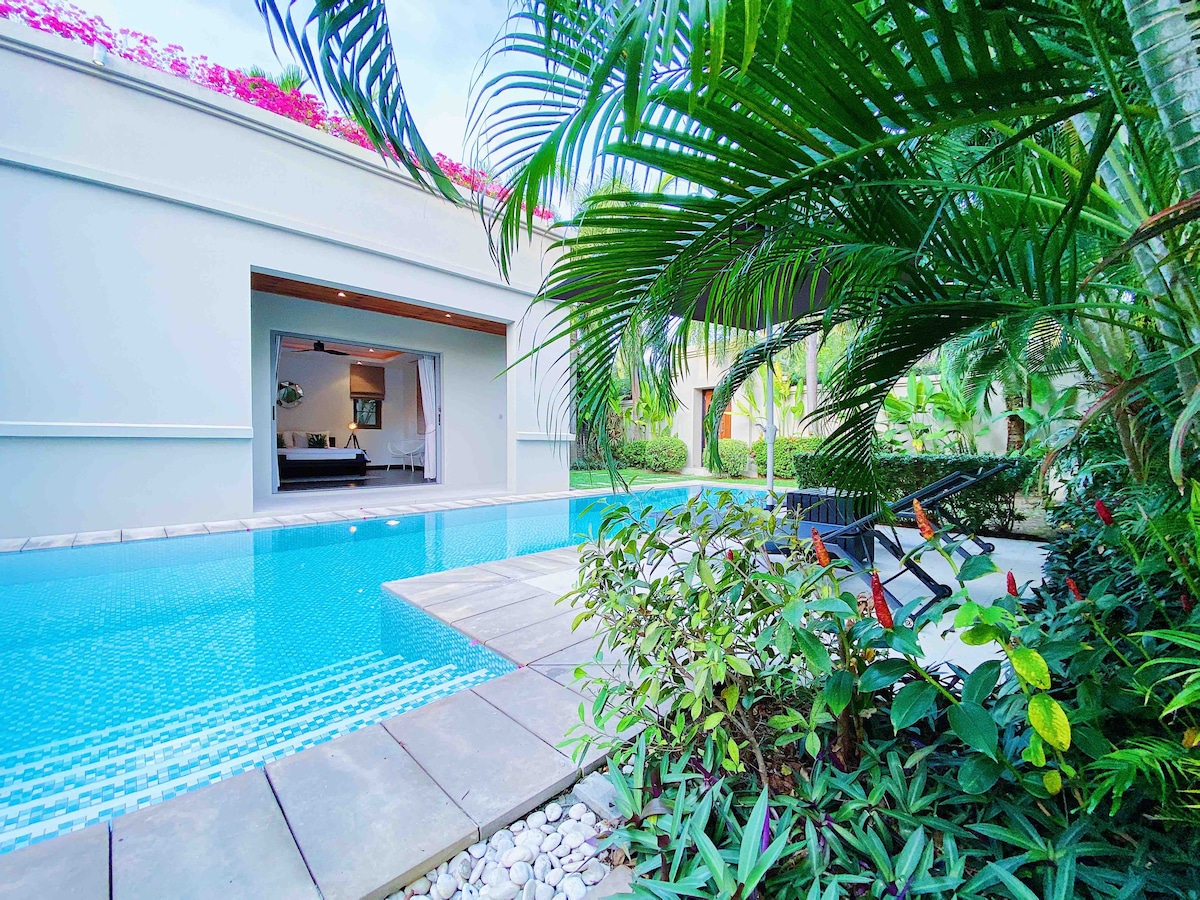 完美的家庭别墅2卧室私人游泳池靠近高档Bangtao海滩4-6位客人