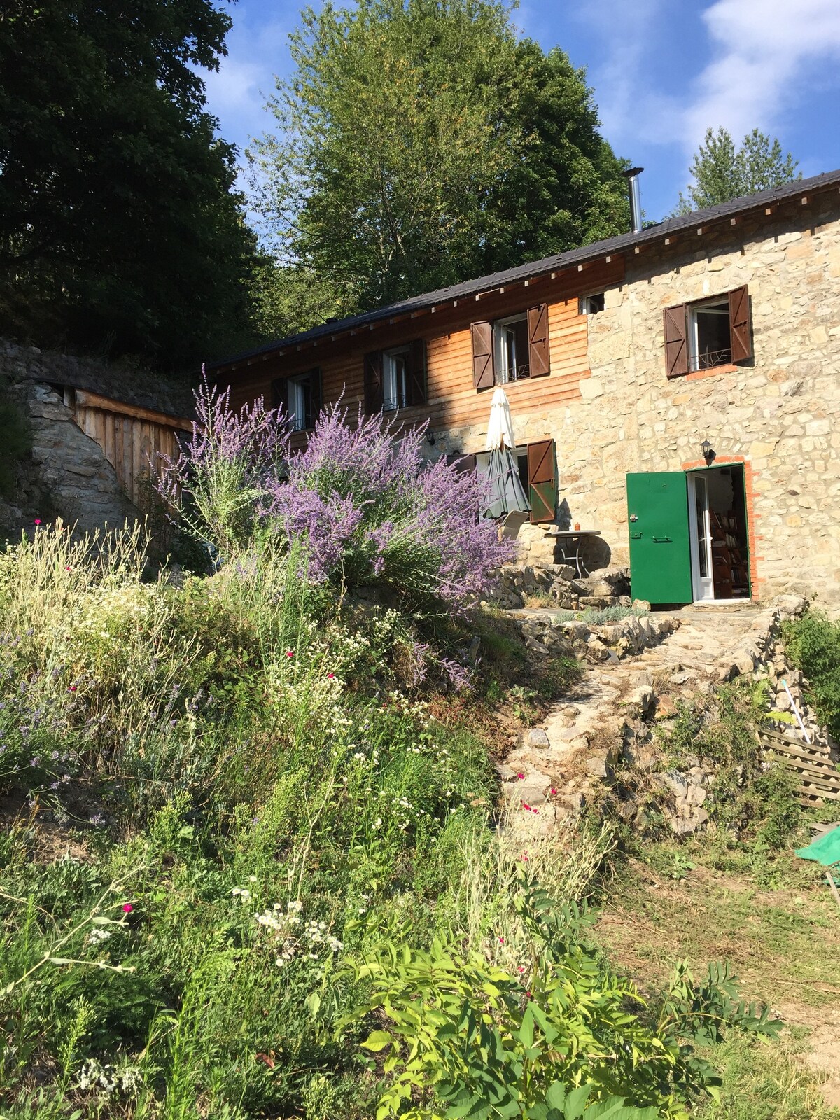 绿色Ardèche带桑拿的大房子
