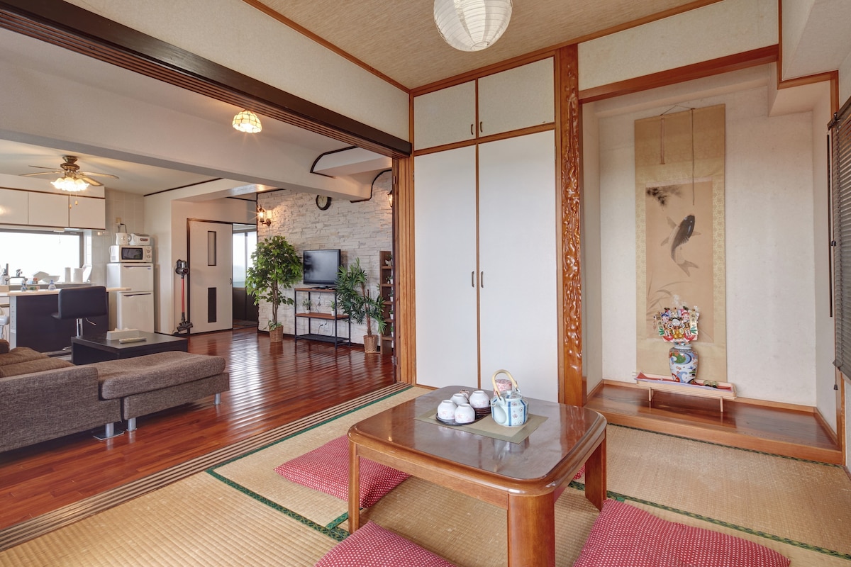 位于海丘路（ Kaichu Road ）尽头的平座岛（ Heianza Island ）的宽敞客房！享受冲绳的大海和大自然！3LDK／67㎡／最大8名#2F