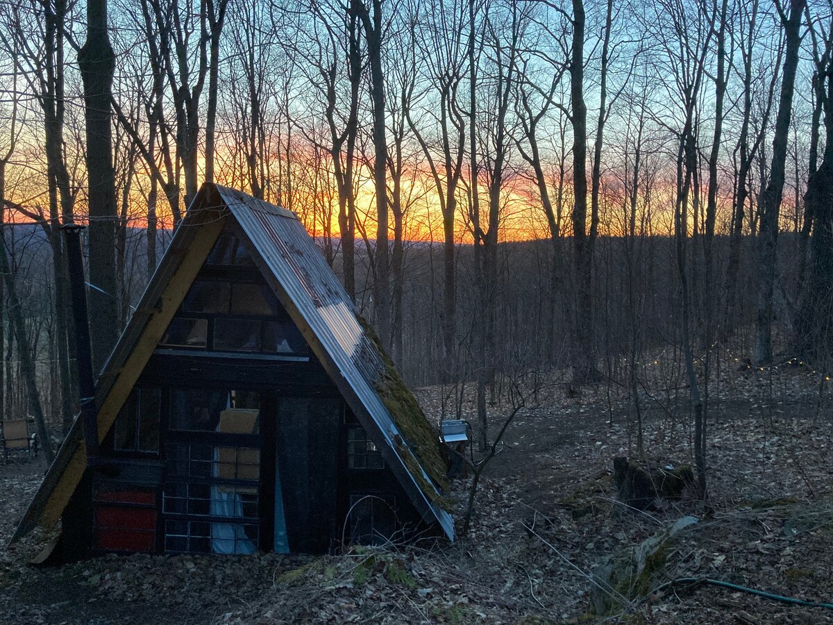 Outside Inn a Rustic Upcycled A-Frame