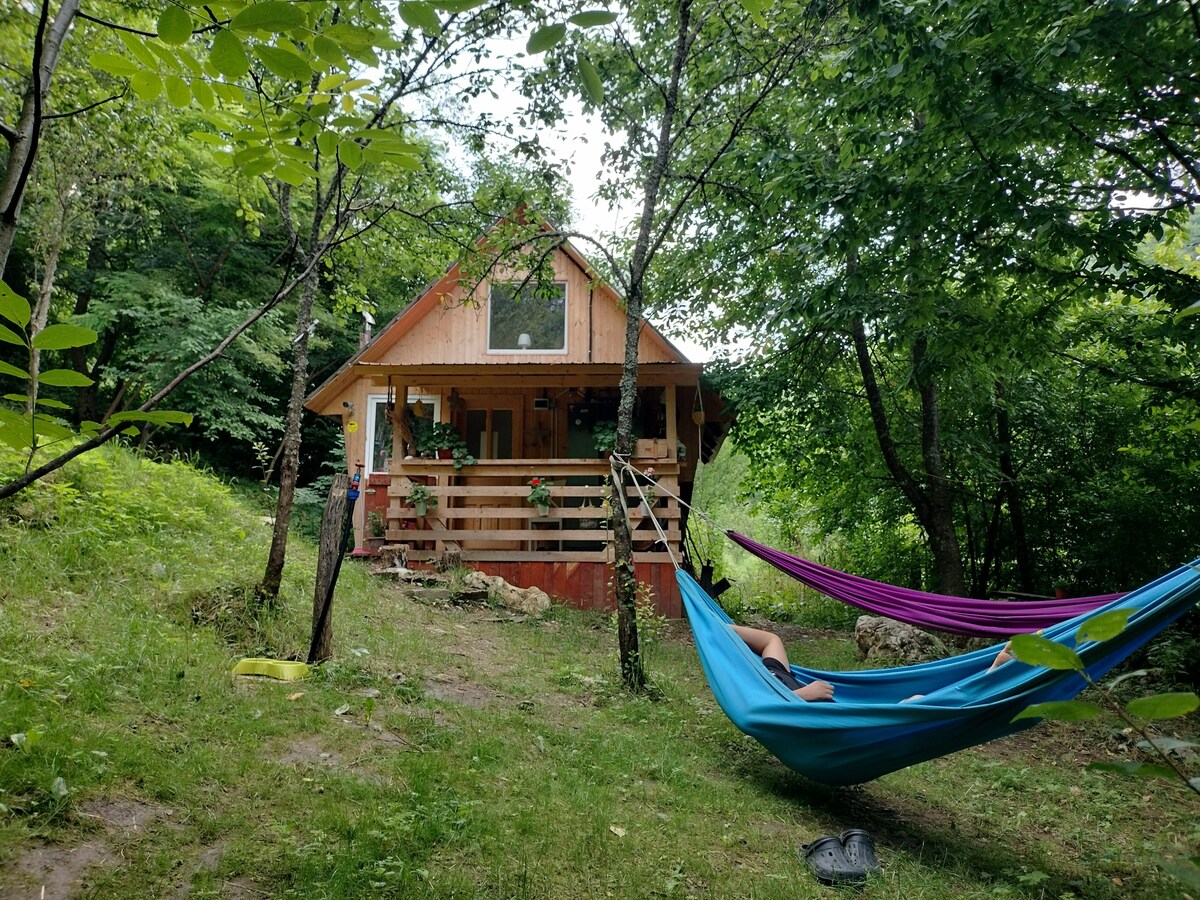 Casa mica aproape de o peșteră