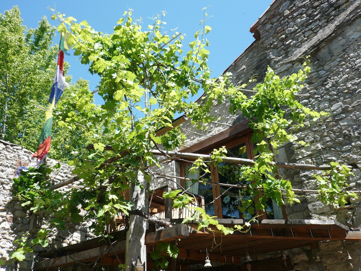 Olive oil mill on the river bank