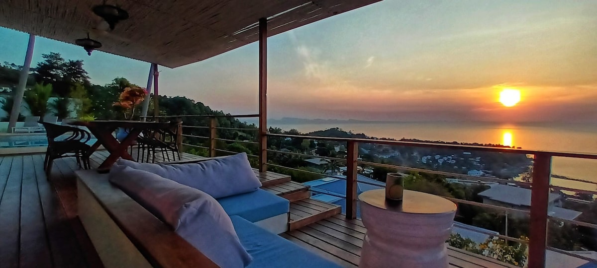 令人惊叹的海景别墅，位于Phangan岛3卧室