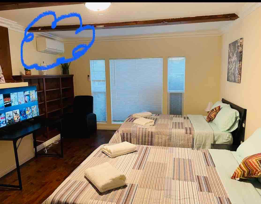 超级舒适的房间A/2张床/2-4人/空调/电视/共用卫生间
