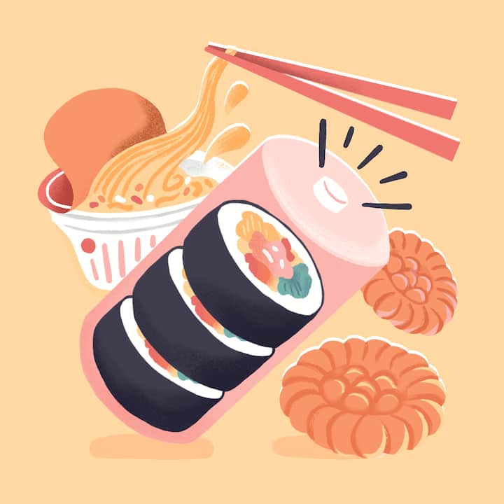 illustration showing hiking snack food