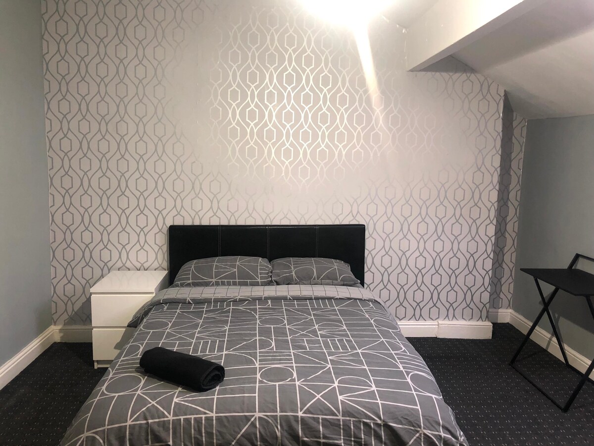 Large city centre double bed with skylight window