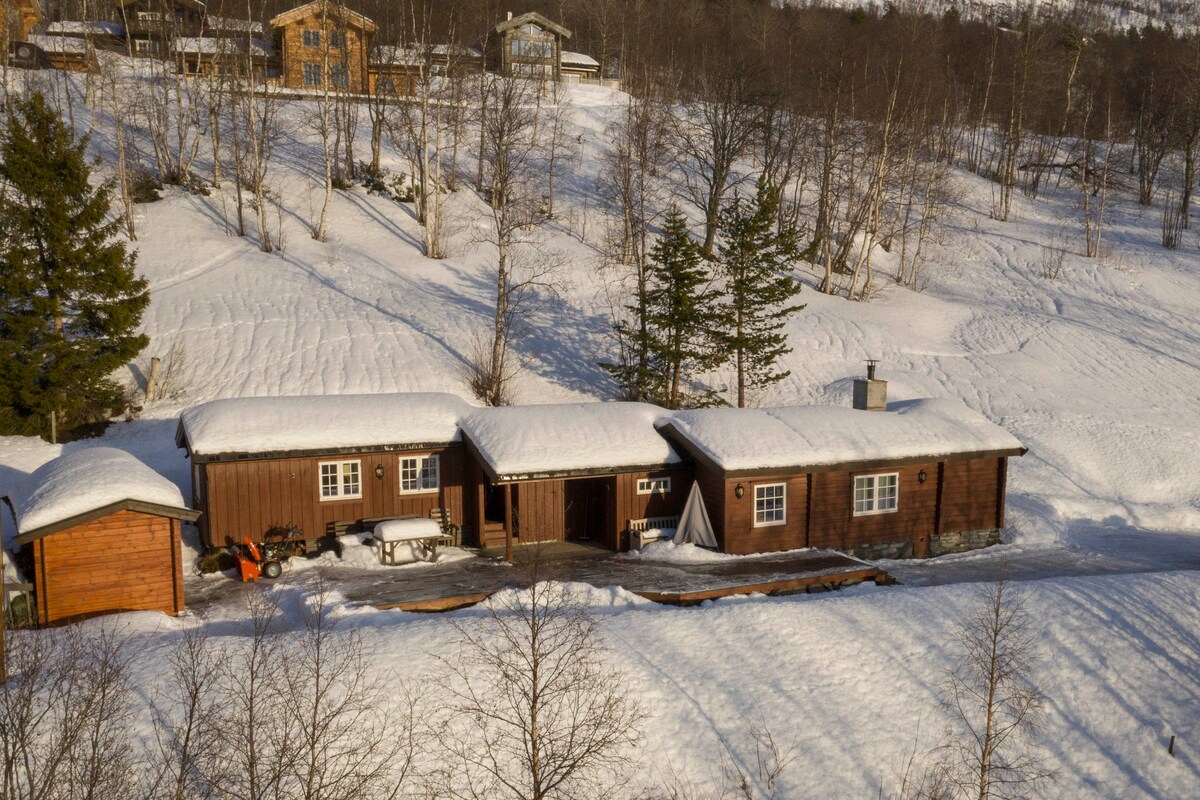 Bjorli ，靠近滑雪缆车和攀岩公园的小木屋