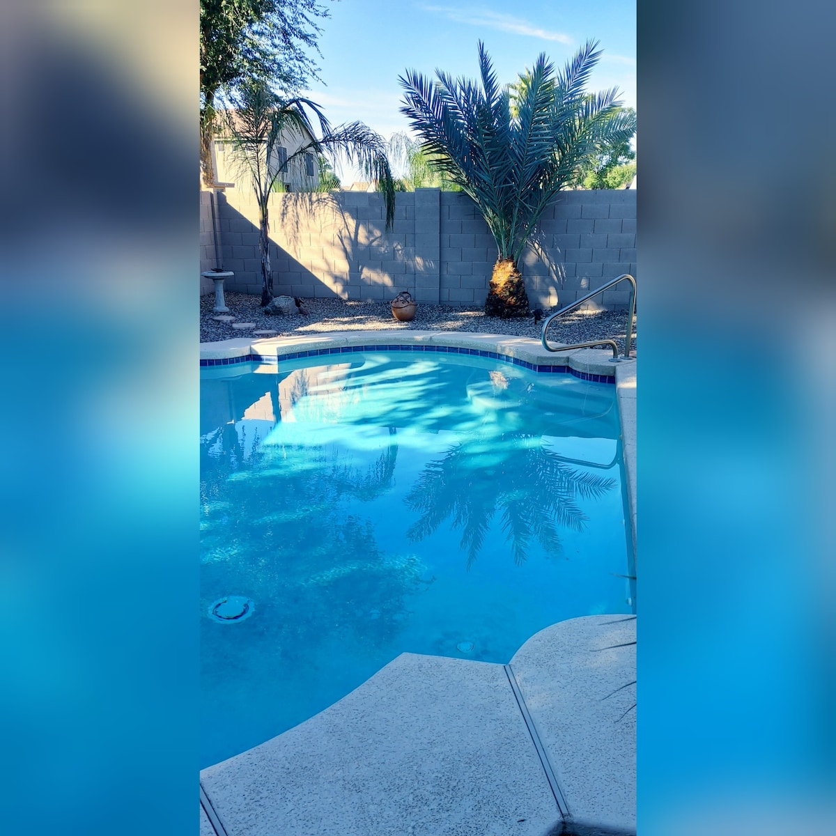 阳光明媚的亚利桑那州家外之家私人泳池露台露台烧烤