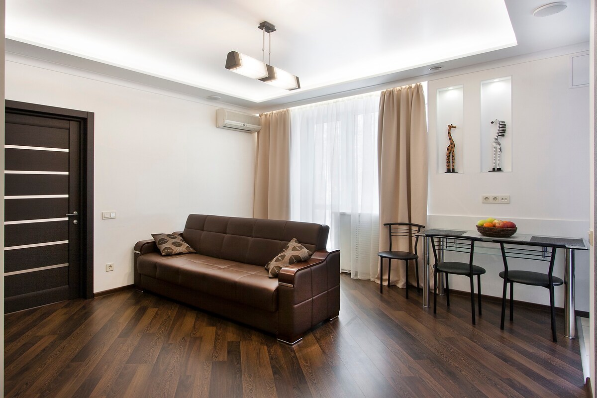 位于绿色安静的基辅市中心的2间客房的单间公寓