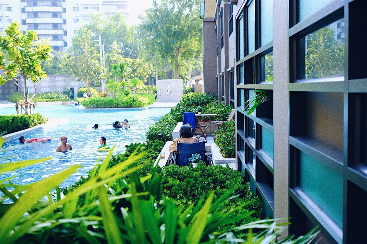 全新！ ！ ！泳池景观Rain Chaam Huahin -蓝色风格