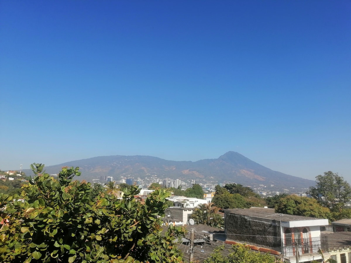 Volcano view, behind the stadium.