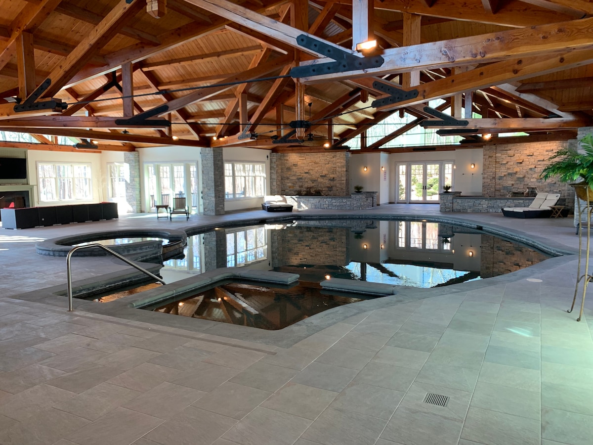 3卧室Adirondack Mansion室内泳池/水疗中心/桑拿房/蒸汽房