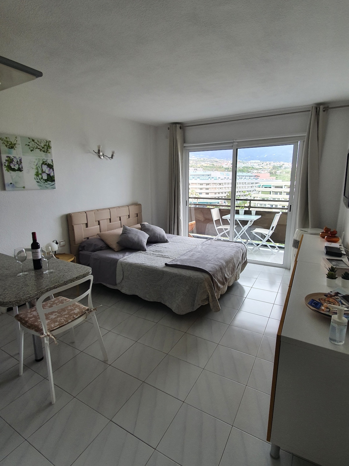可俯瞰哈尔丁海滩（ Playa Jardín ）的单间公寓