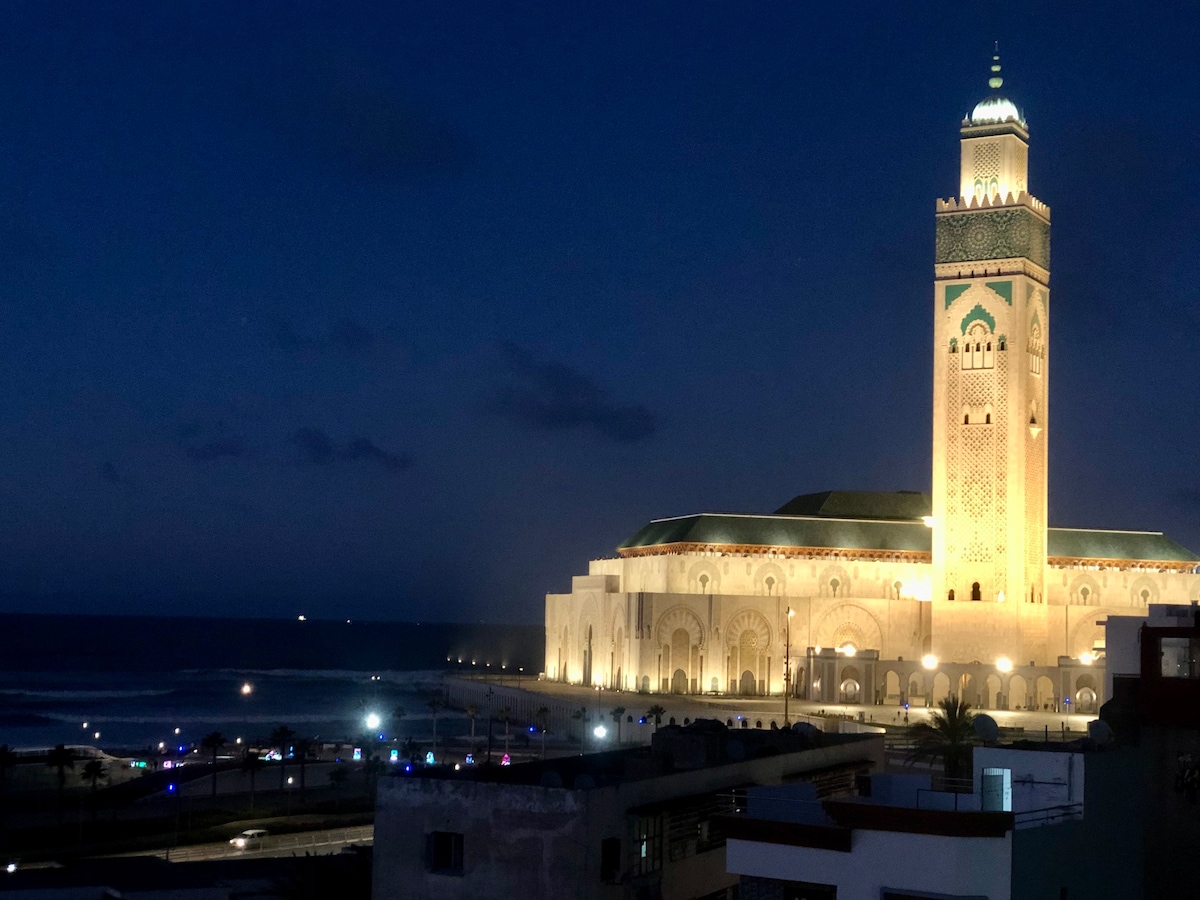 大清真寺哈桑二世（ Hassan II ）和海洋景观（ Ocean View Apartment ）