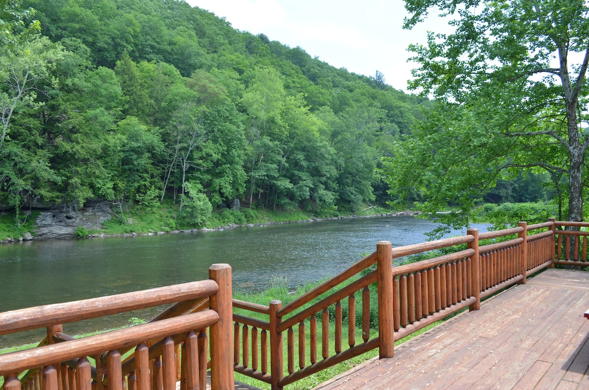 Spectacular River Front Custom Log Cabin