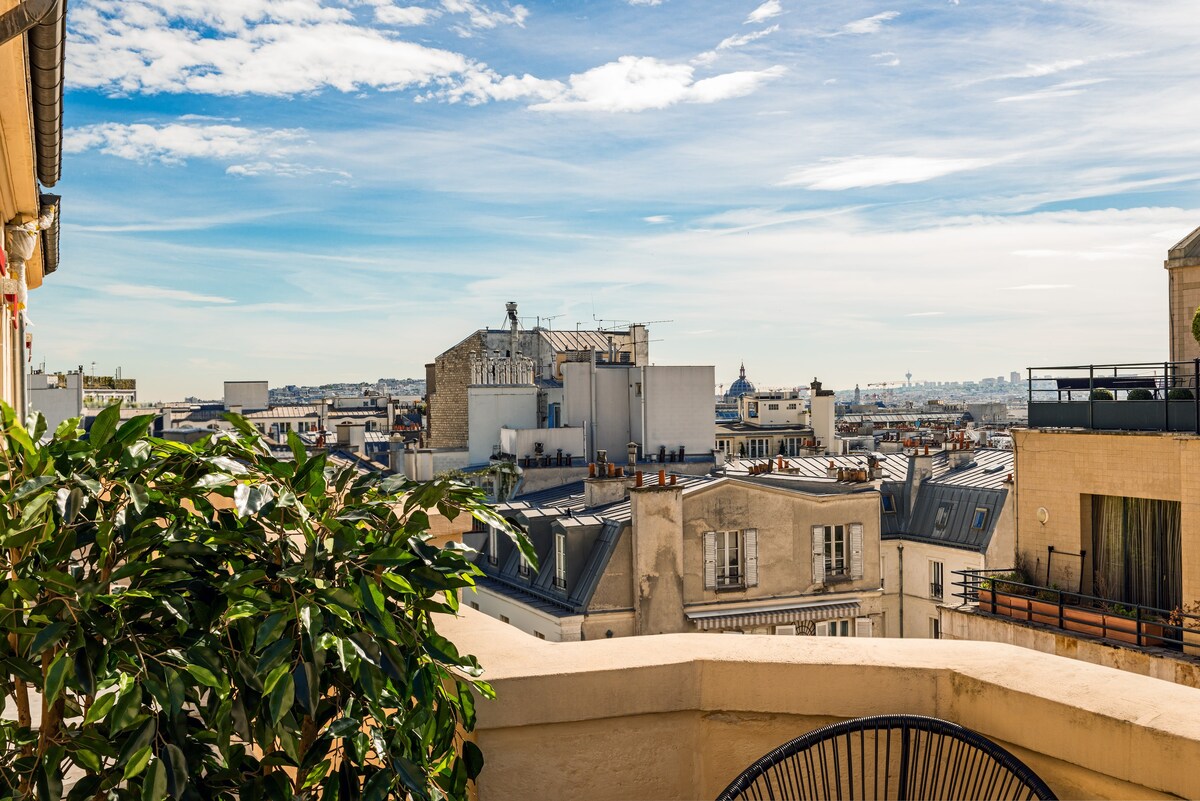 Champs Elysées舒适双卧室，带露台