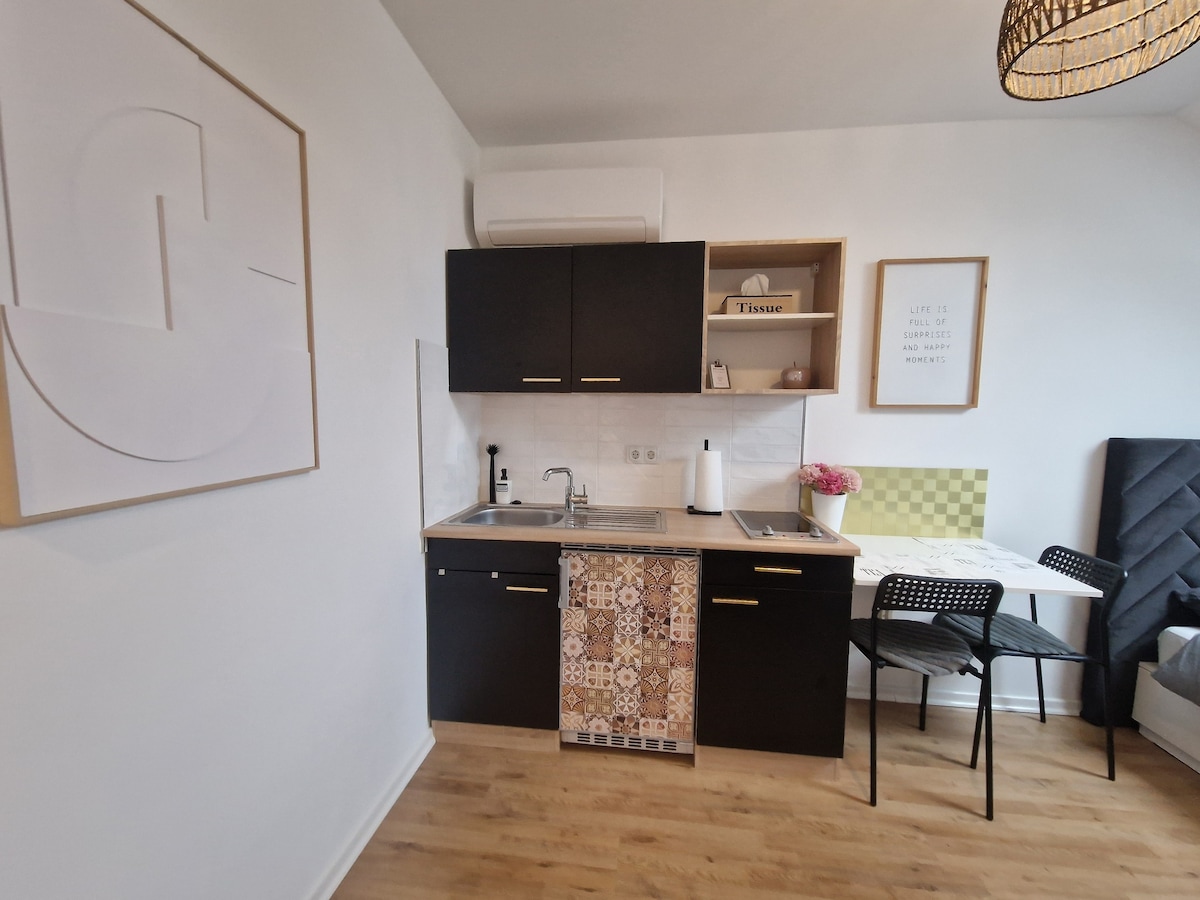 现代化公寓，带独立厨房和卫生间
