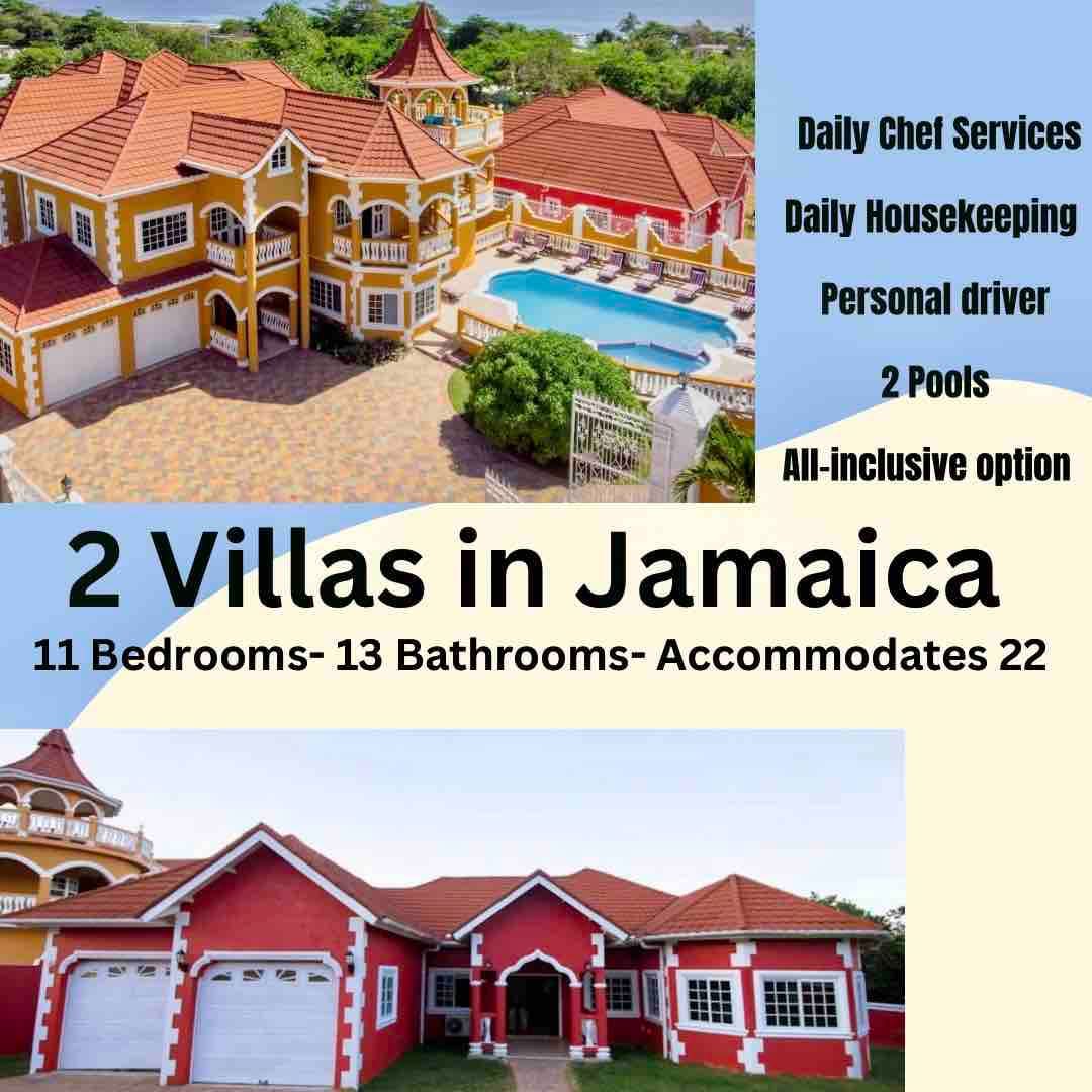 2 Villas in Jamaica-22 guests-Fully staffed
