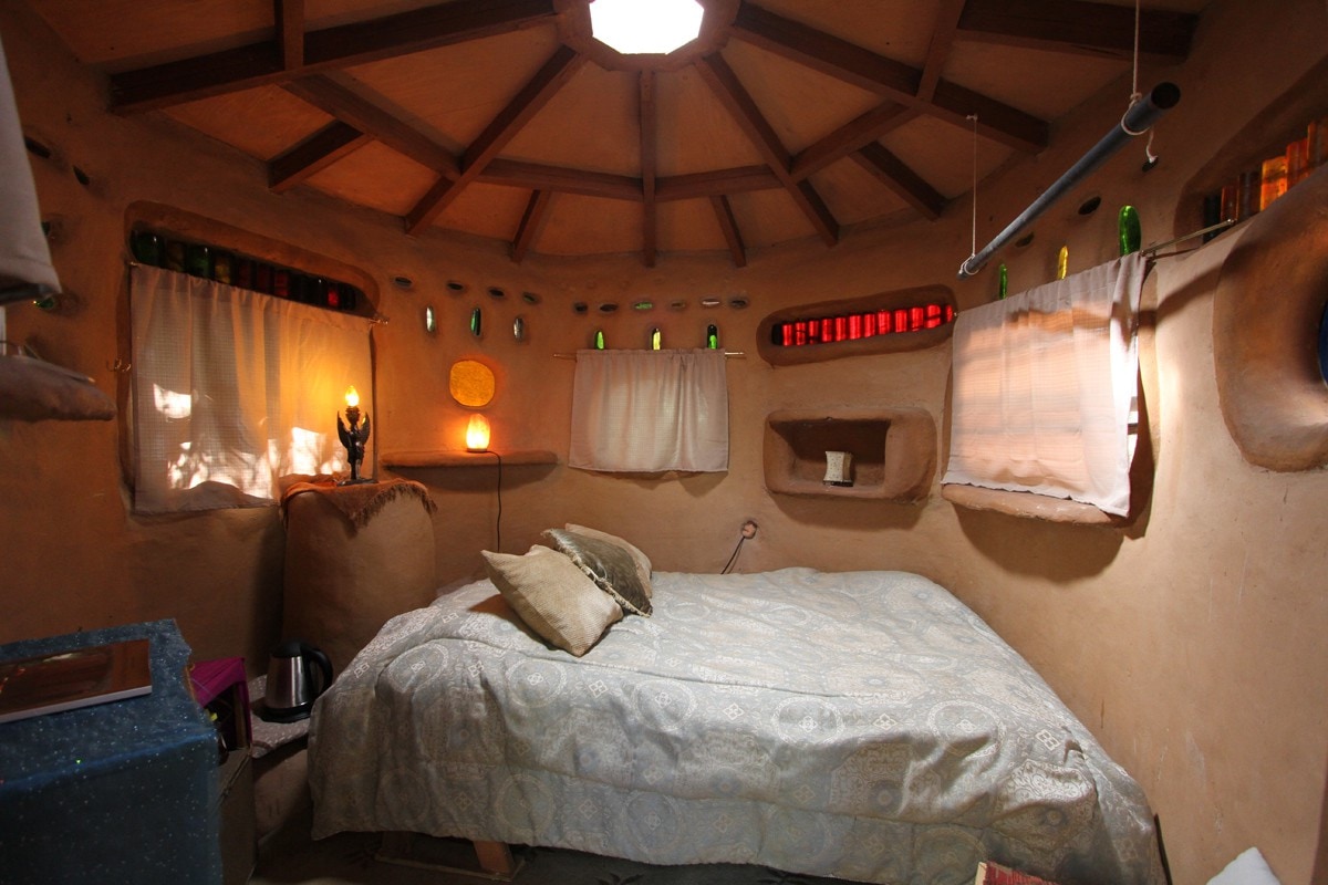 A Grass-Roofed Earthen Hobbit Hut