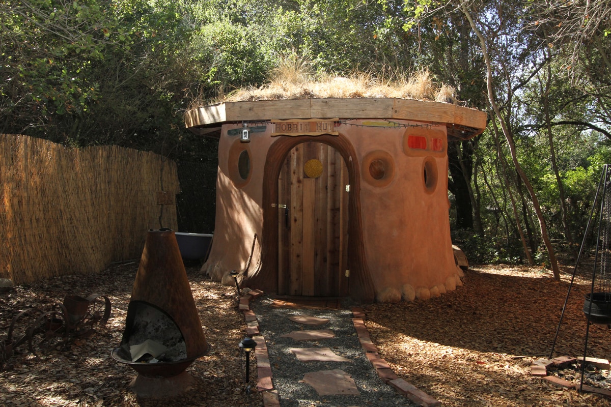 A Grass-Roofed Earthen Hobbit Hut