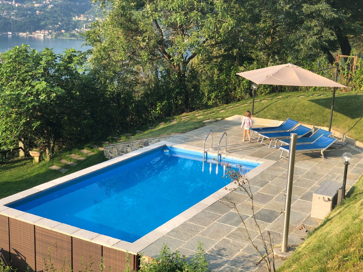 宽敞的意大利湖畔别墅设有游泳池