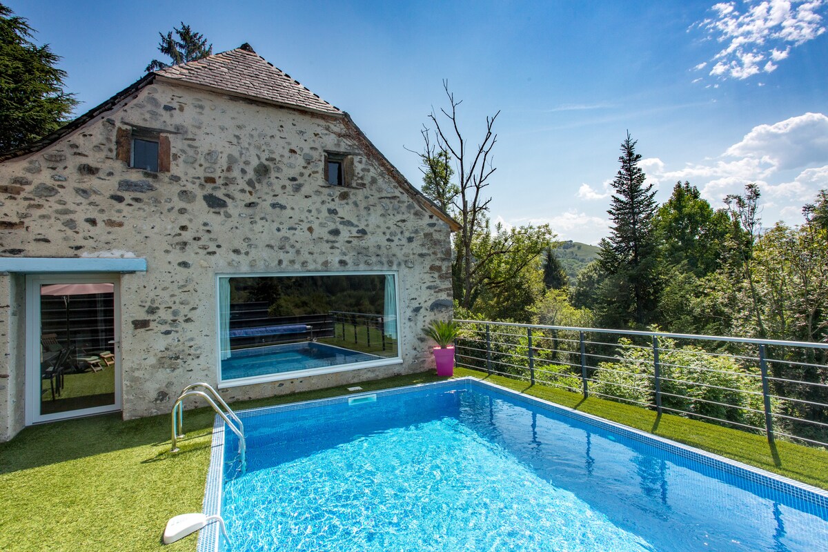 带泳池和热水浴缸的La Grange des Pyrenees