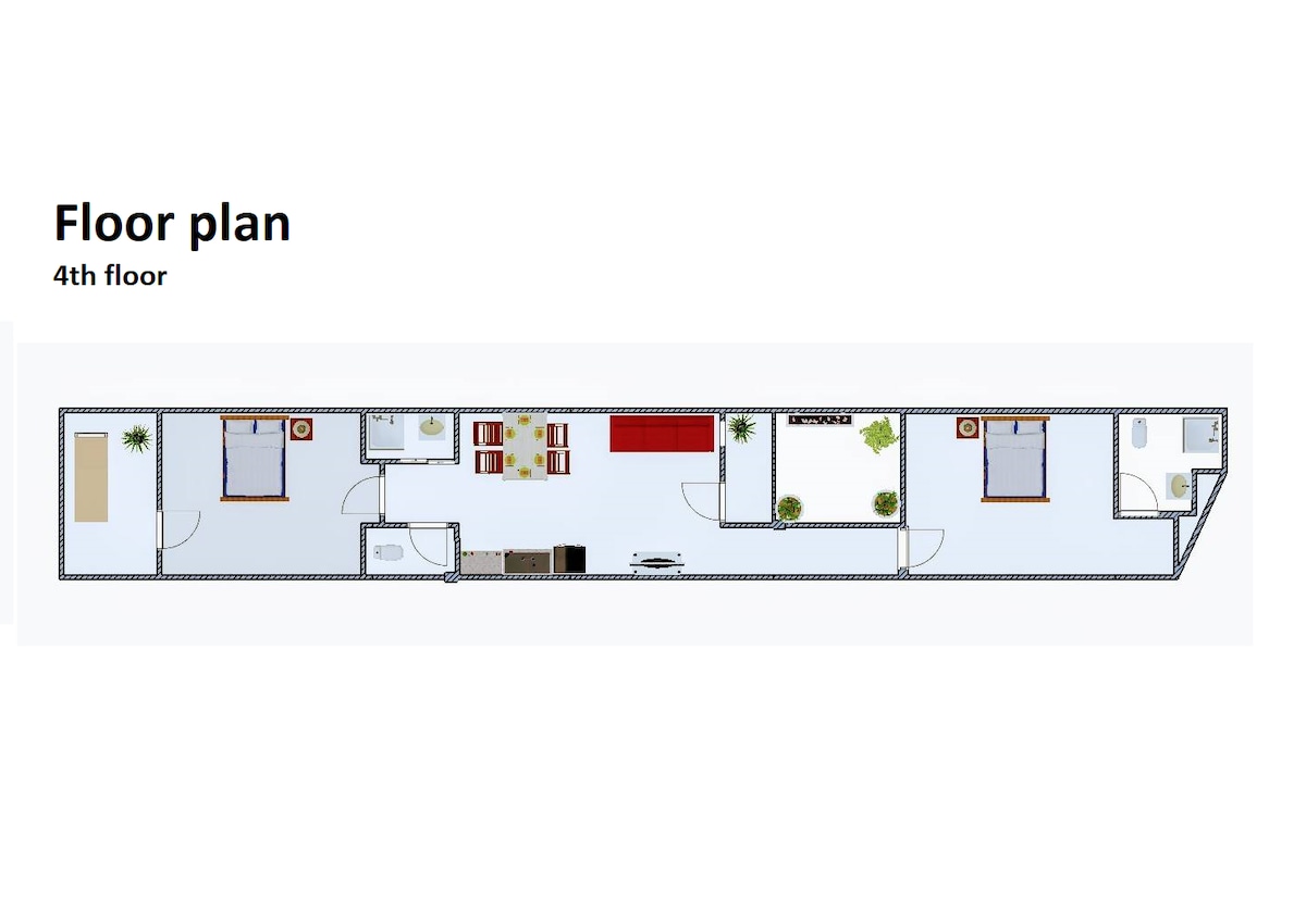 舒适的2卧室公寓。距离Sirikit地铁站仅10分钟路程-房源位于4楼
