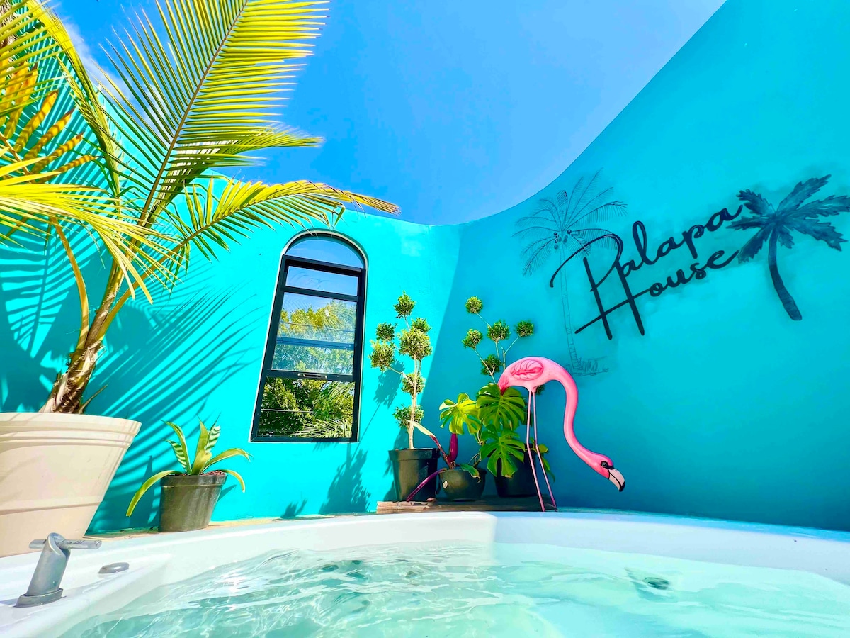 Palapa House -私人屋顶花园、按摩浴缸吧