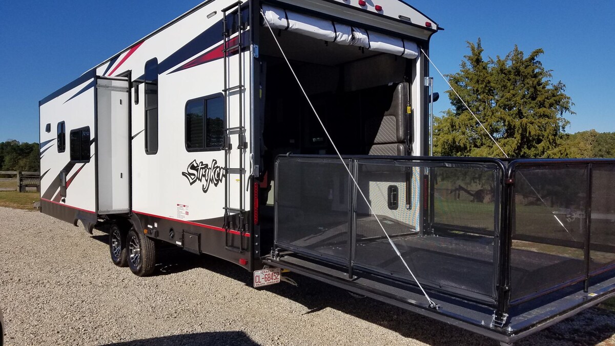 Toyhauler with 16' garage area.