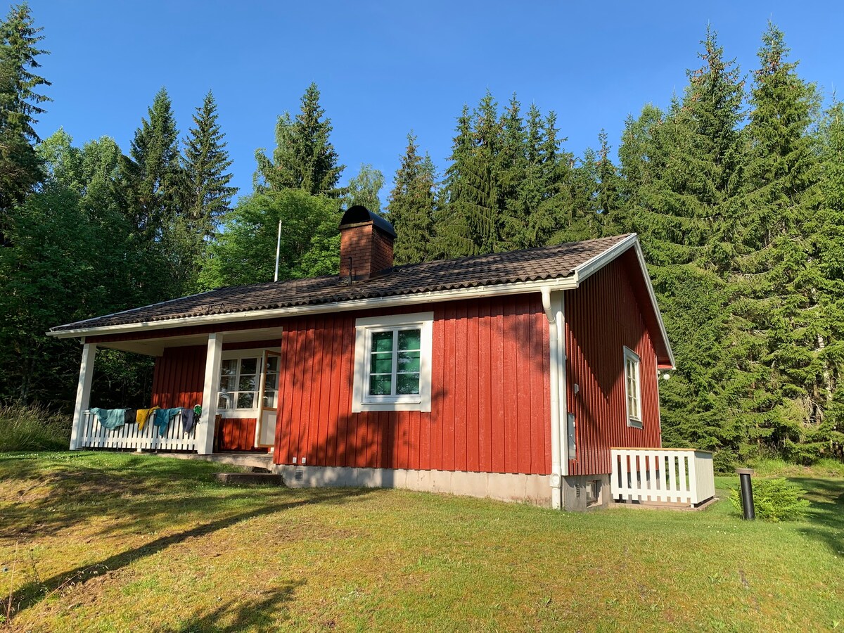 Red lake side Swedish cottage!