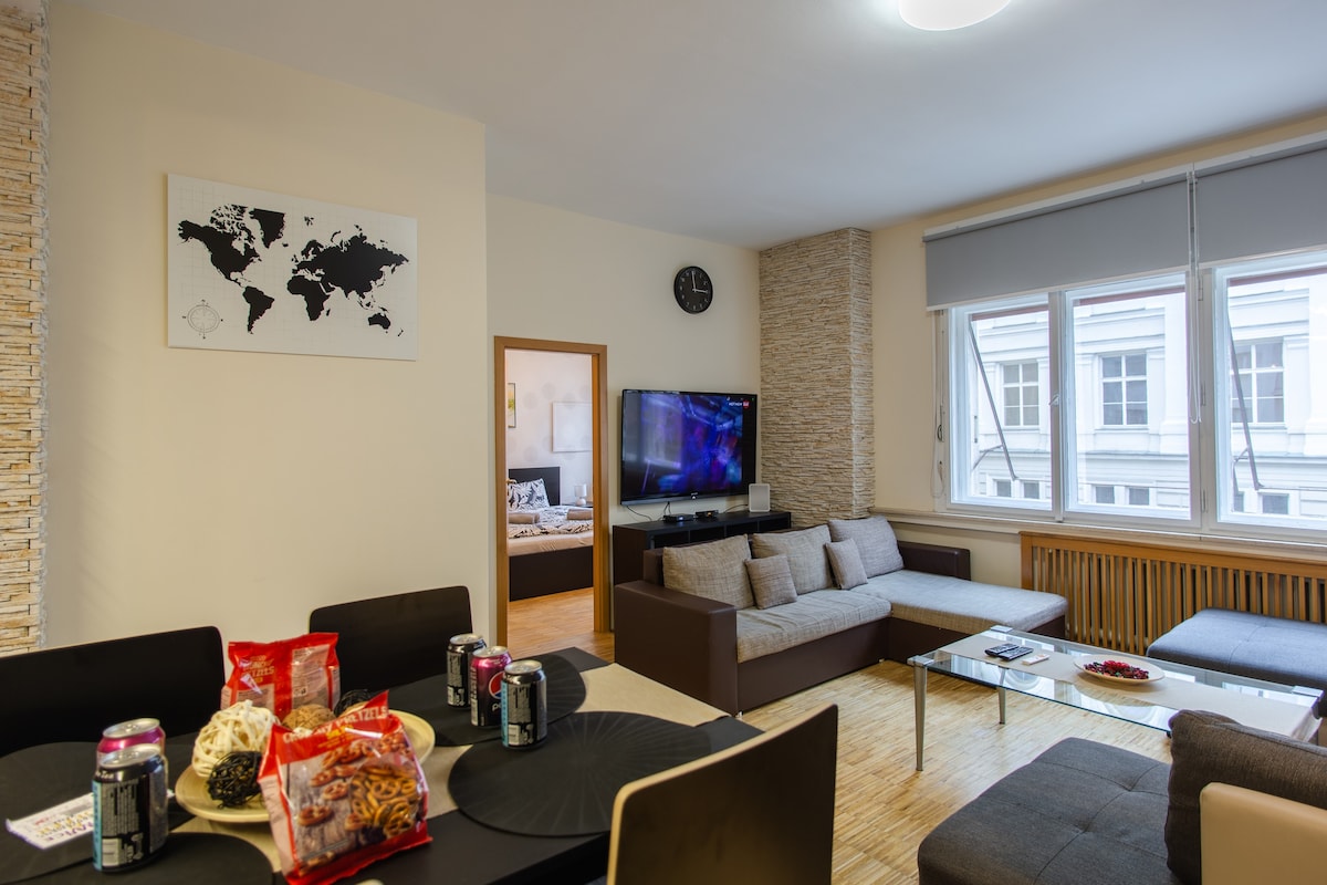 宽敞的公寓，位于布拉格正中心