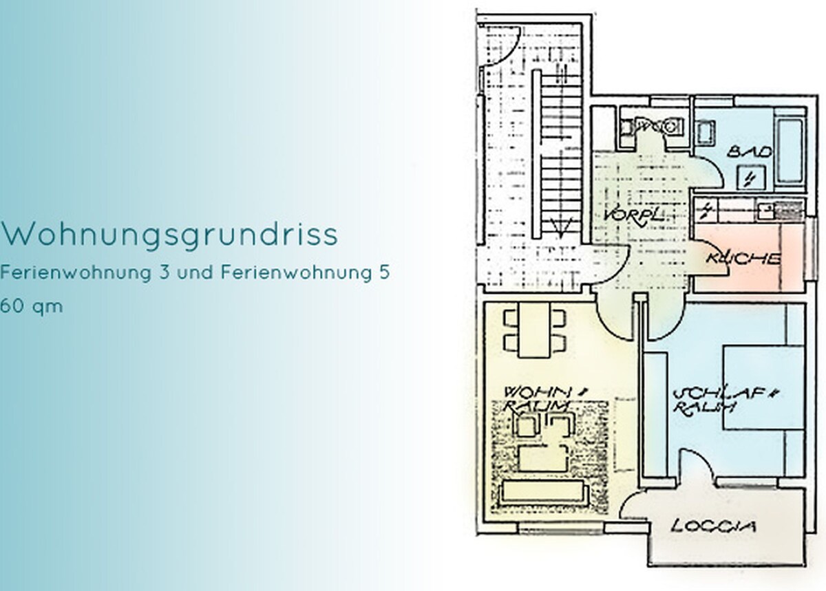 Gästehaus Seeblick, (Langenargen), Ferienwohnung Nr. 3, 60 qm, 1 Schlafzimmer, max. 2 Personen