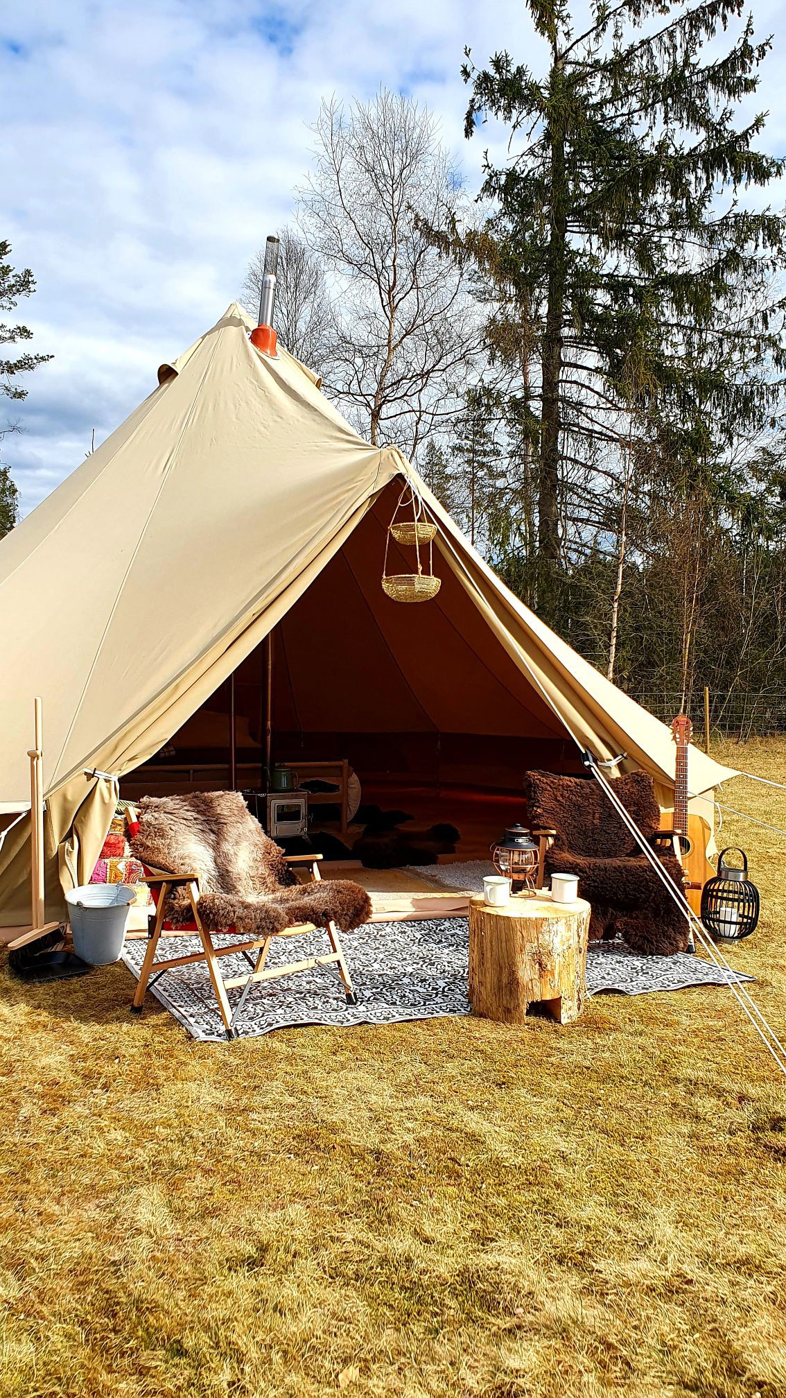 配备木制燃烧器的坚固露营帐篷*新*