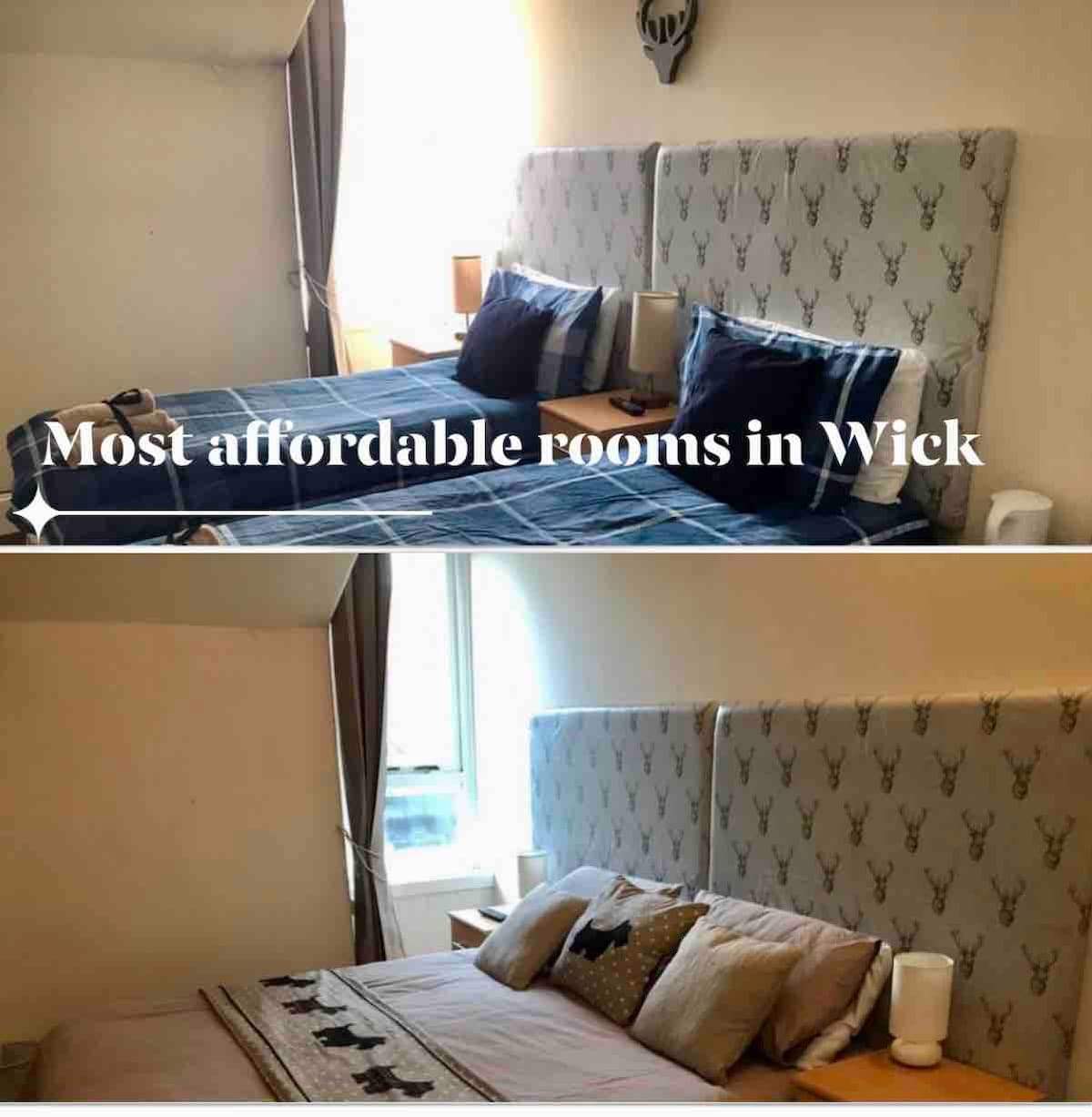Wick、双床房或加大双人床房，独立淋浴间。