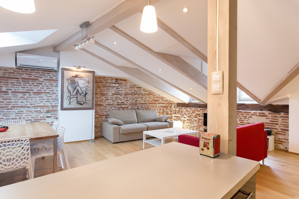 Loft 4 * 60平方米Place du Capitole +可选停车位