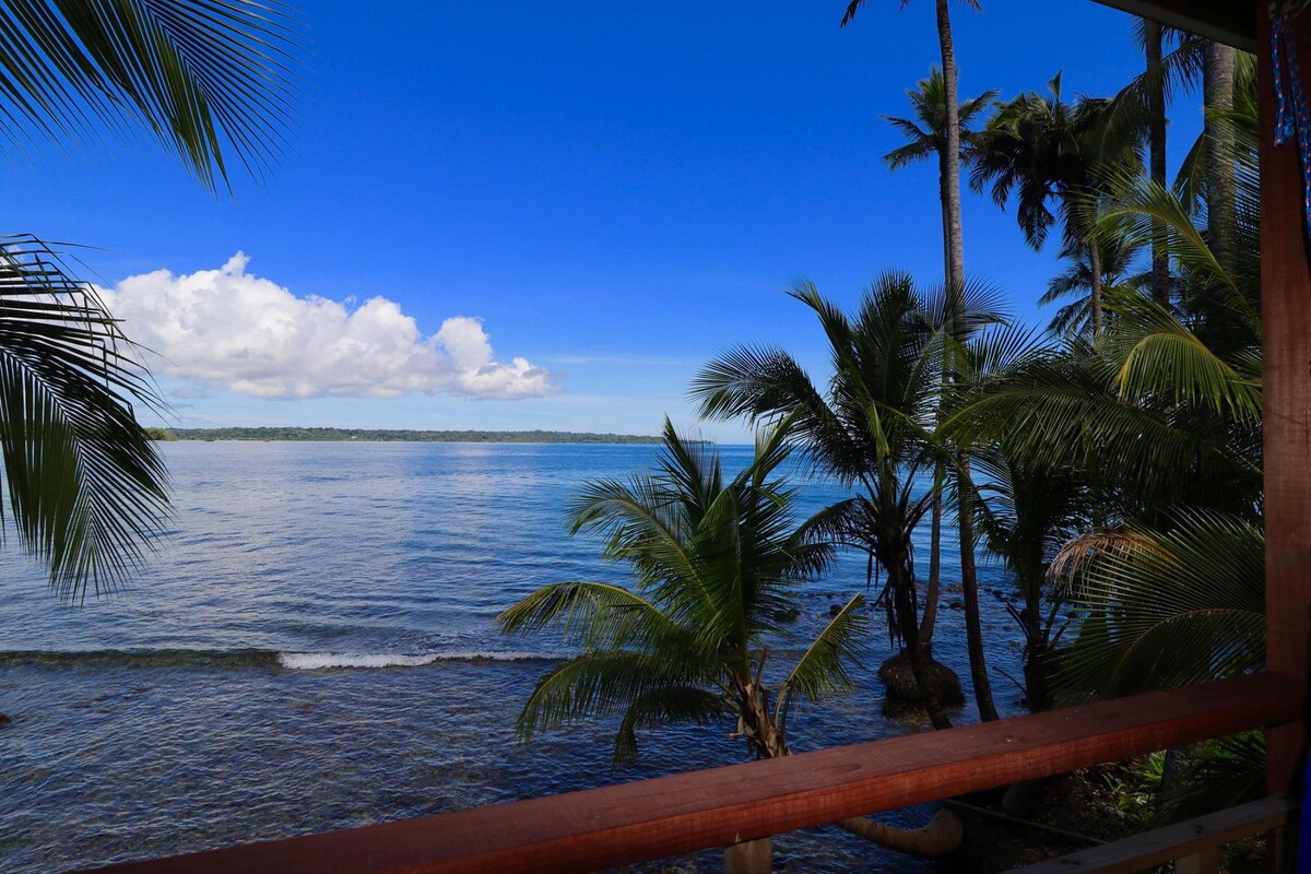 海滨小屋波浪和风景