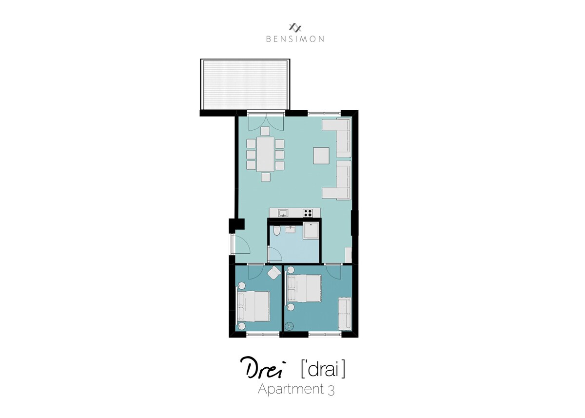 Loft公寓（ 85平方米） ， 2卧室，阳台