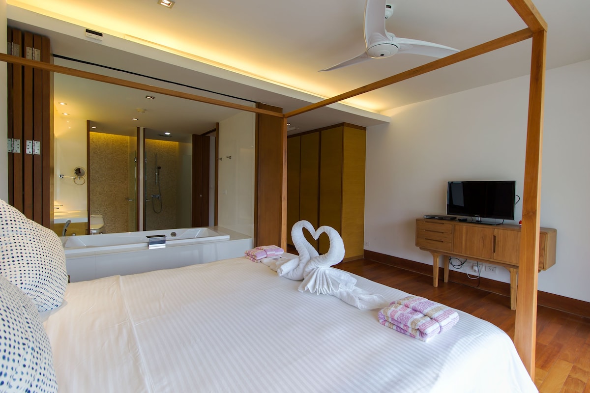奈通海滨顶层公寓，配备4张床+游泳池+健身房
