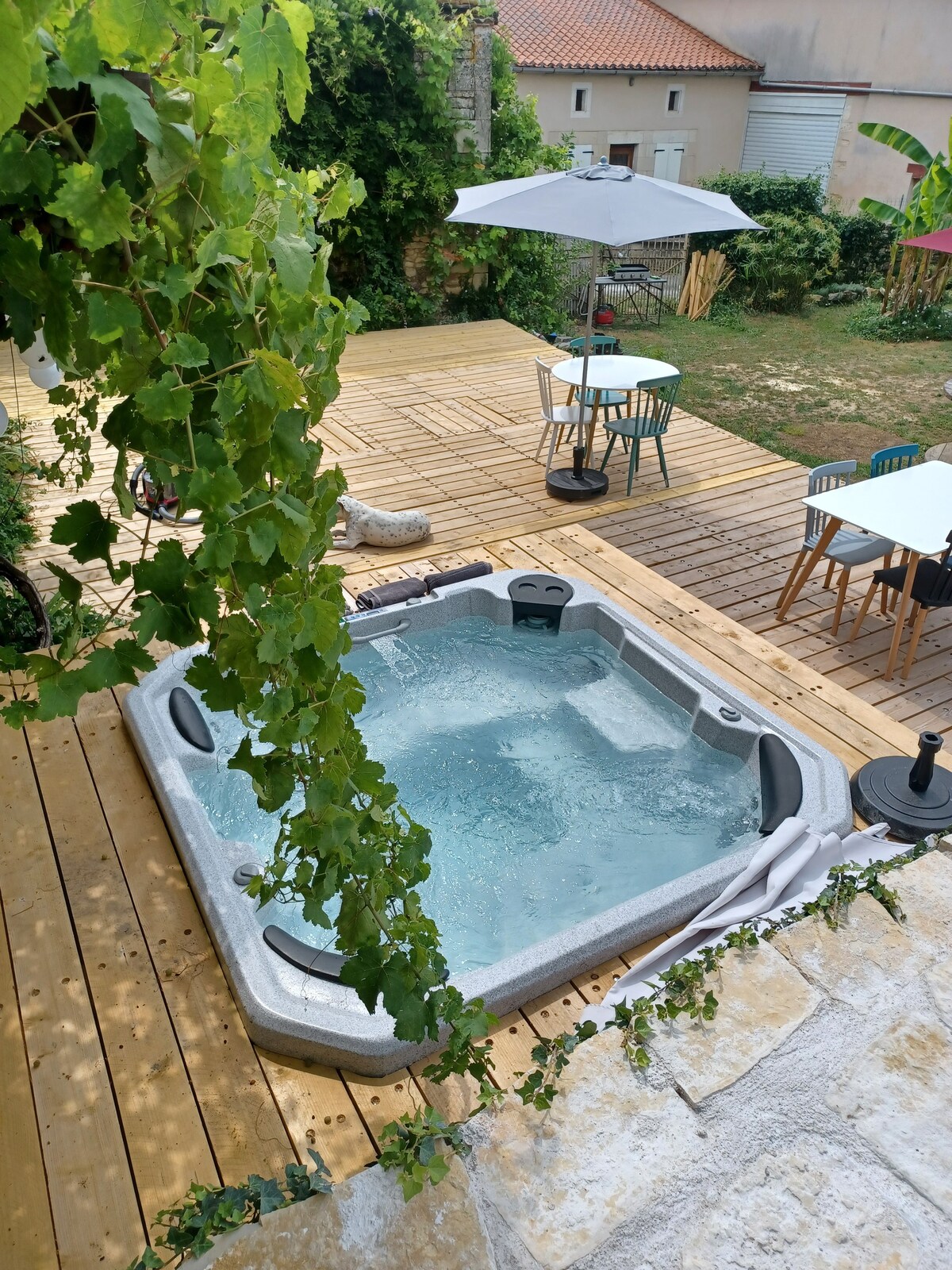 青蓝色房间+热水浴缸， Angouleme