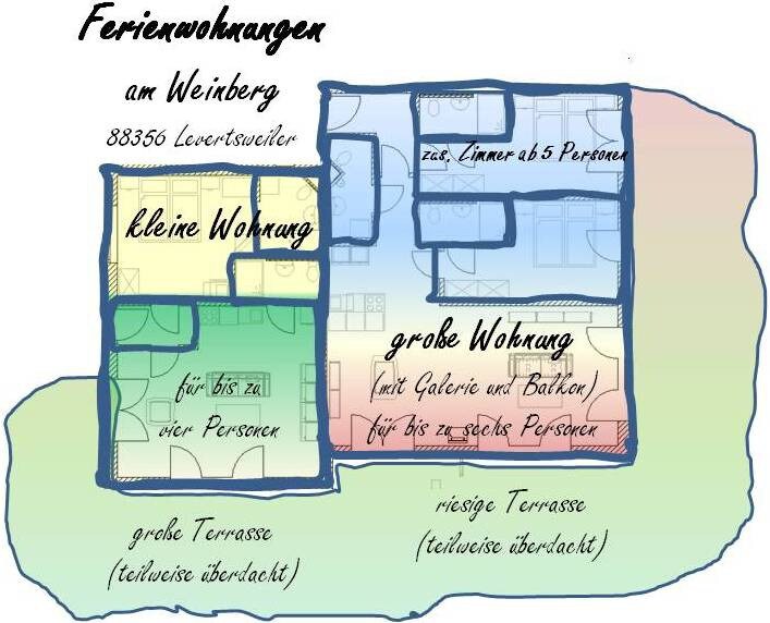 Ferienwohnungen am Weinberg, (Ostrach), Die große Ferienwohnung, 90qm, 1 Schlafzimmer, max. 6 Personen