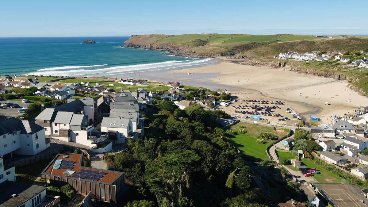 波尔兹海滩（ Polzeath Beach ）景观时尚双人客房