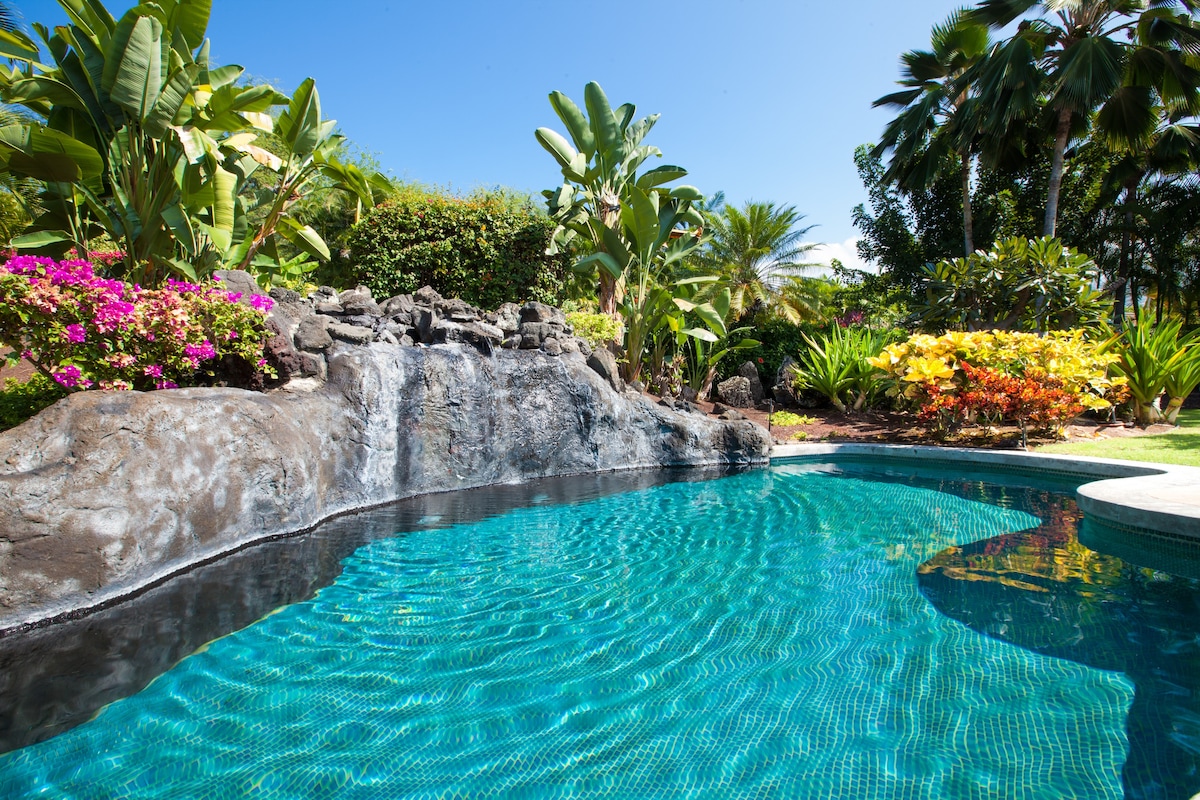 热带私人绿洲、恒温泳池和海景！