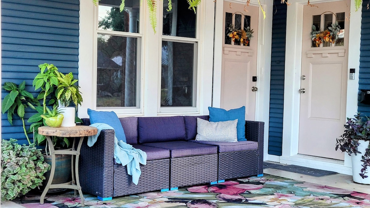 Plant & light-filled Private front porch