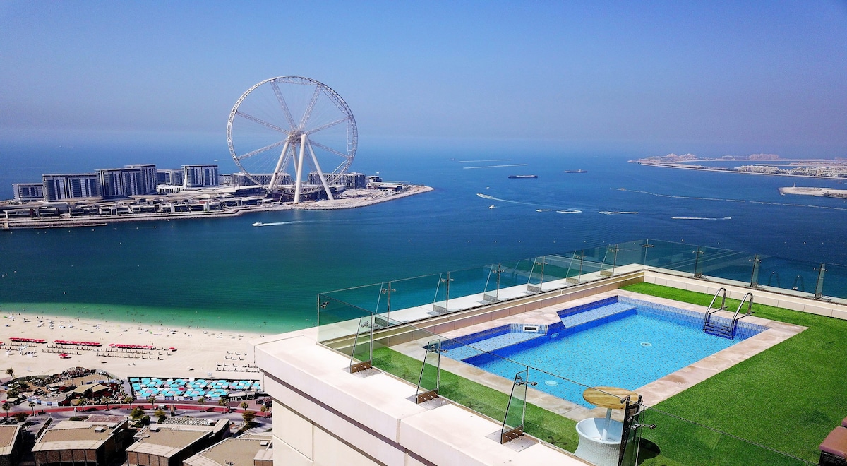 迪拜JBR大型顶层公寓6卧室私人泳池！