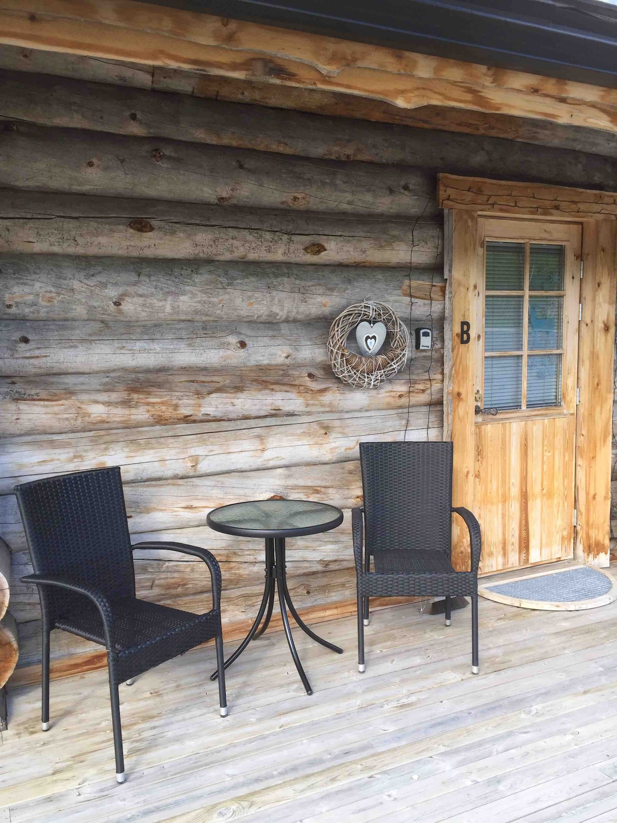 靠近Kilpisjarvi湖的舒适小木屋。美丽的景观。